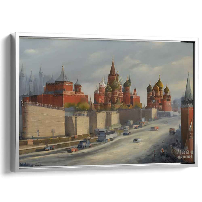 Crimson Towers Dancing Shadows: Realistic Depiction of Red Square with Saint Basil's Cathedral