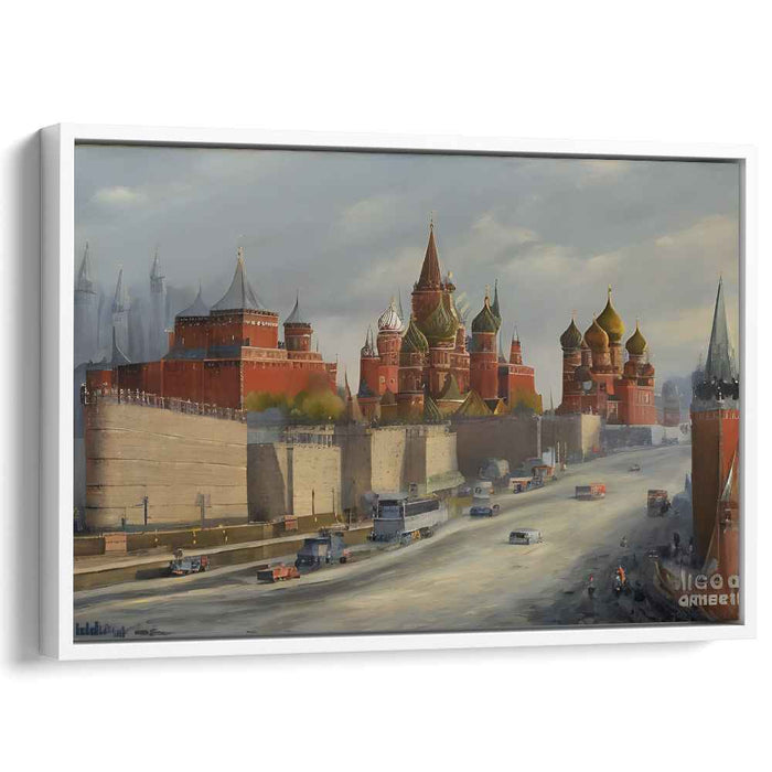 Crimson Towers Dancing Shadows: Realistic Depiction of Red Square with Saint Basil's Cathedral