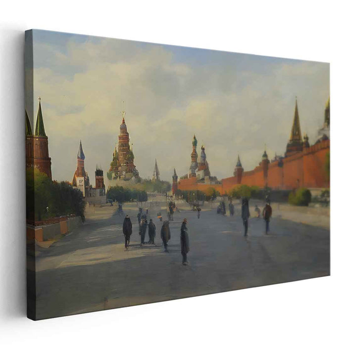 Tranquil Day at Red Square: Realistic Moscow Cityscape Canvas Art Print