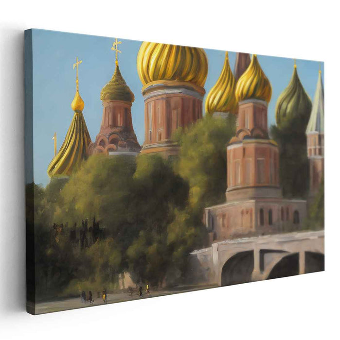 Golden Splendor: Majestic Russian Cathedral Canvas Art Print