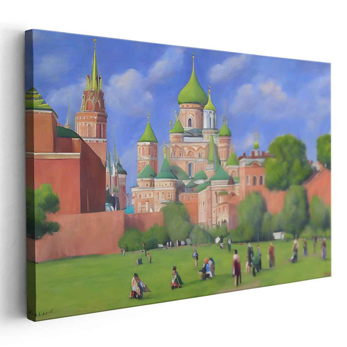 Sunny Day at the Kremlin: Vivid Historical Landscape Canvas Art