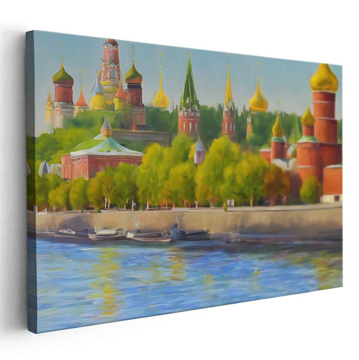 Majestic Russian Cityscape: Golden Domes and Serene Waters