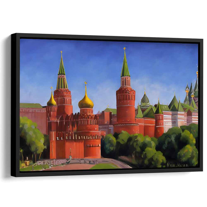 Chromatic Citadel Impression: Realistic and Vibrant Canvas Art Print of Moscow's Iconic Fortress