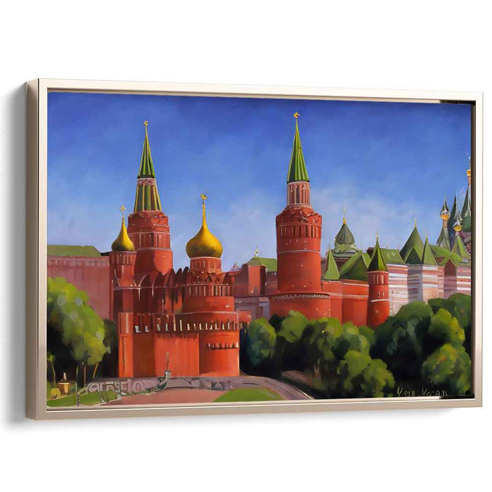 Chromatic Citadel Impression: Realistic and Vibrant Canvas Art Print of Moscow's Iconic Fortress
