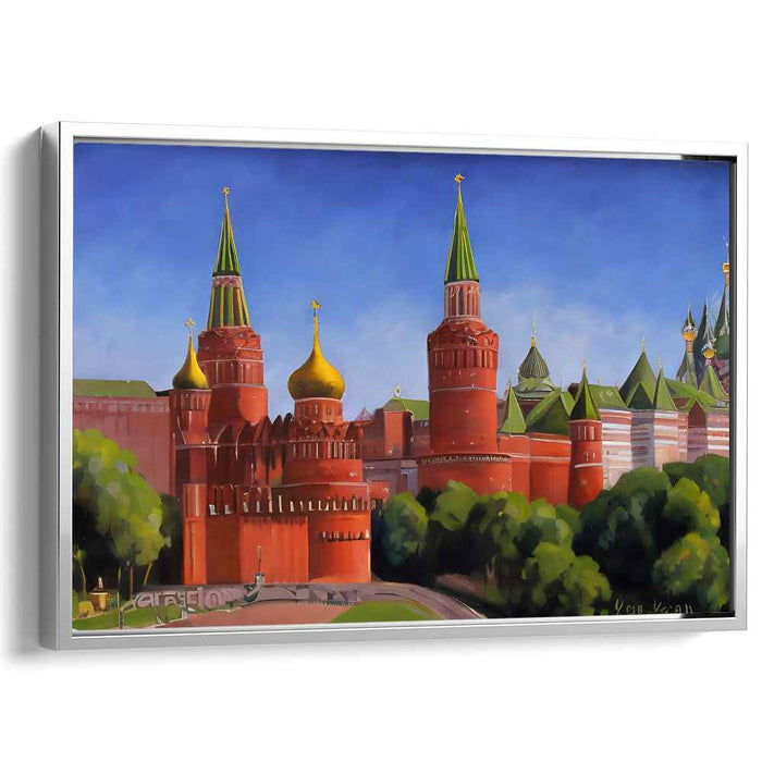 Chromatic Citadel Impression: Realistic and Vibrant Canvas Art Print of Moscow's Iconic Fortress