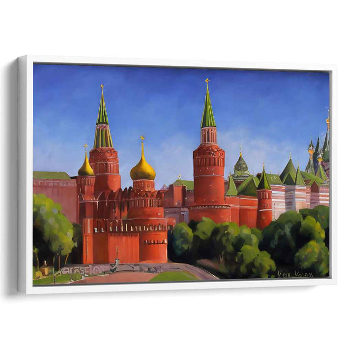 Chromatic Citadel Impression: Realistic and Vibrant Canvas Art Print of Moscow's Iconic Fortress