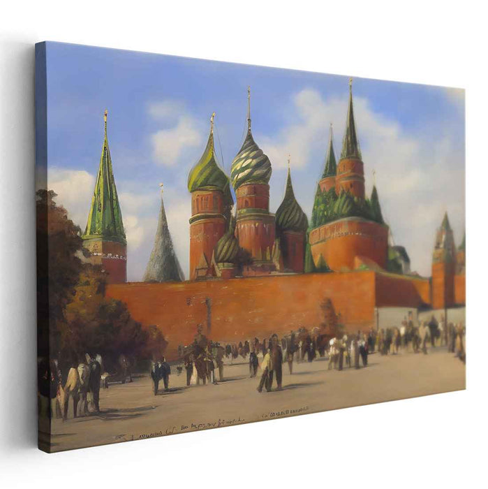 Urban Tapestry Impressions: Realistic Moscow Landmark Canvas Art Print