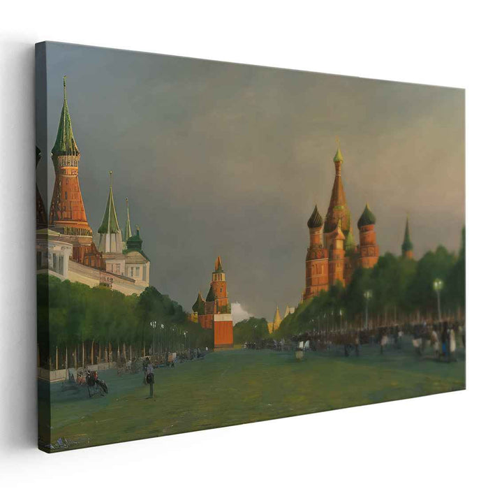 Crimson Mirage Impression: Realistic Red Square Canvas Art Print