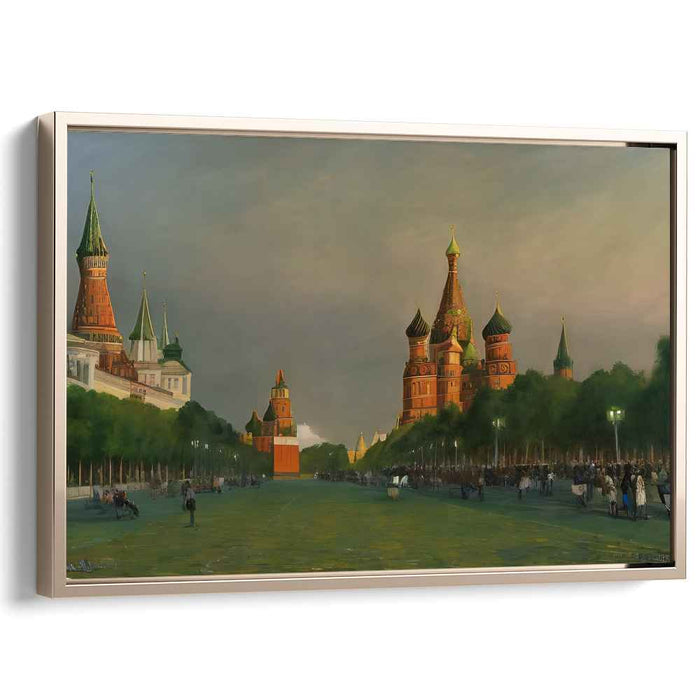 Crimson Mirage Impression: Realistic Red Square Canvas Art Print