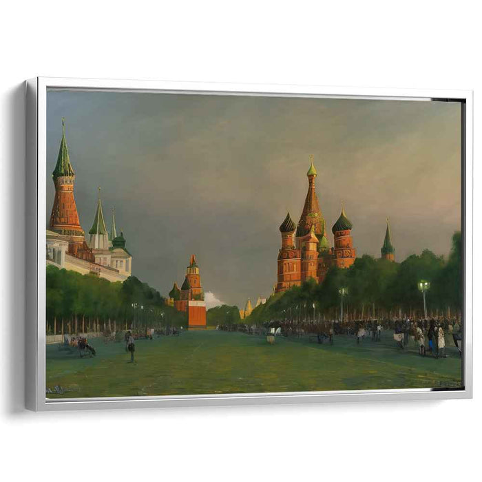 Crimson Mirage Impression: Realistic Red Square Canvas Art Print