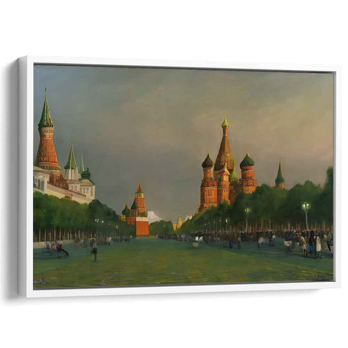 Crimson Mirage Impression: Realistic Red Square Canvas Art Print