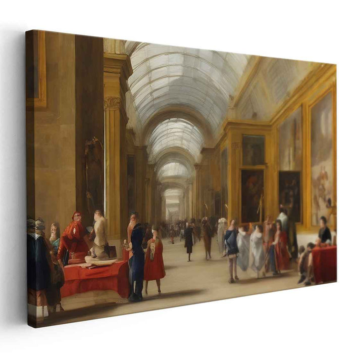 Elegant Sojourns: Realist Painting of a Bustling Museum Gallery