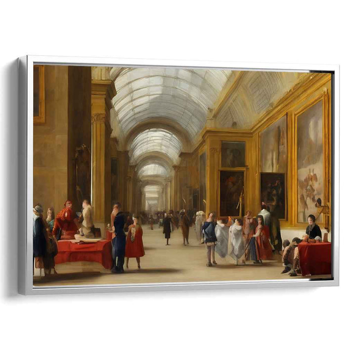 Elegant Sojourns: Realist Painting of a Bustling Museum Gallery