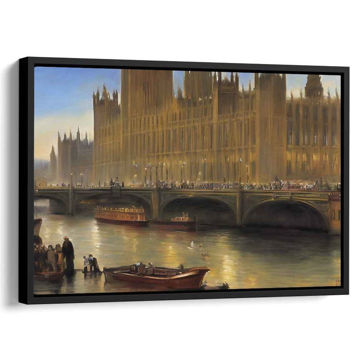 Foggy Memories Pastel Cityscape: Historical London Canvas Art