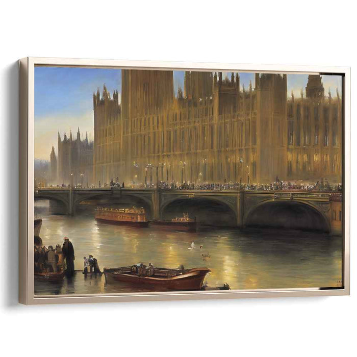 Foggy Memories Pastel Cityscape: Historical London Canvas Art