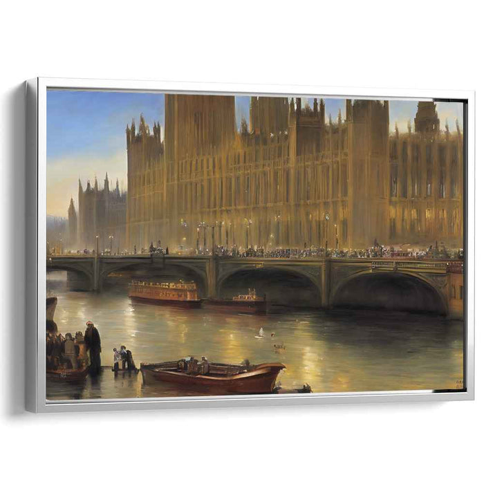 Foggy Memories Pastel Cityscape: Historical London Canvas Art