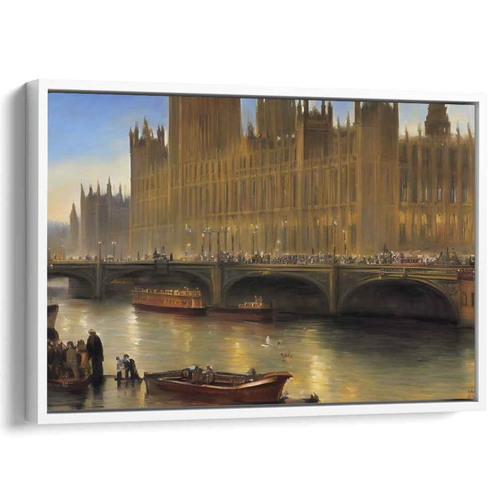 Foggy Memories Pastel Cityscape: Historical London Canvas Art