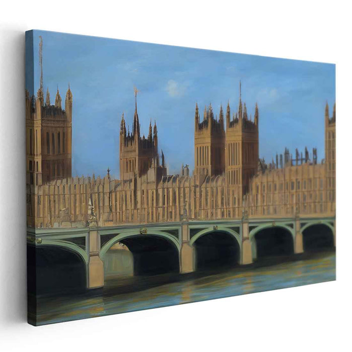Architectural Elegance Resurrected: Realistic Gothic Revival Houses of Parliament Canvas Art Print