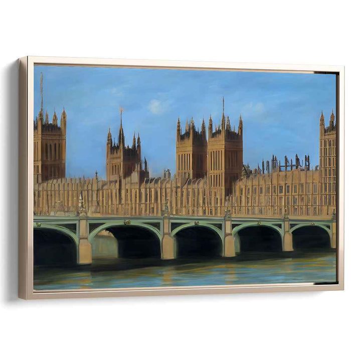 Architectural Elegance Resurrected: Realistic Gothic Revival Houses of Parliament Canvas Art Print