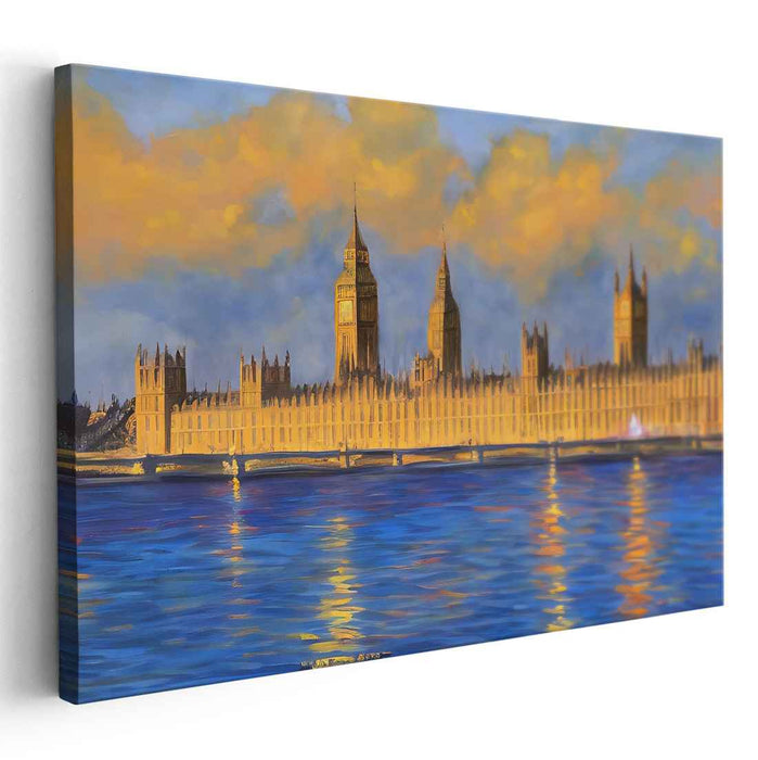 Echoes in Misty Twilight: Impressionistic Landscape of the Palace of Westminster