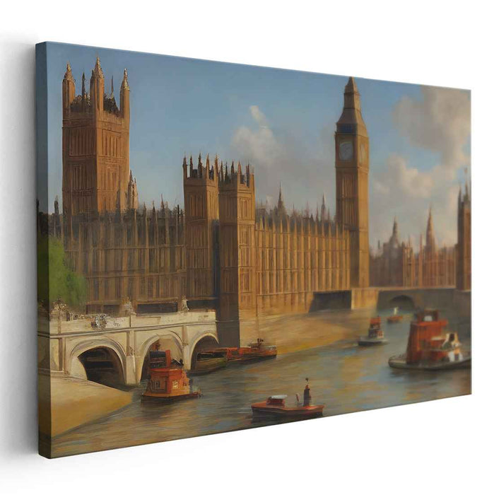 Palace Memory Lane: Realistic Canvas Art Print of London's Historic Parliament