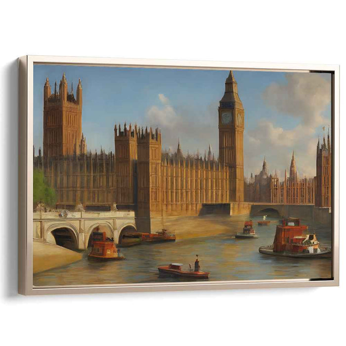Palace Memory Lane: Realistic Canvas Art Print of London's Historic Parliament