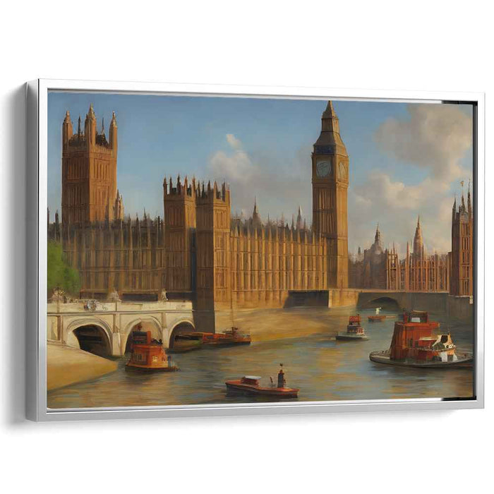 Palace Memory Lane: Realistic Canvas Art Print of London's Historic Parliament