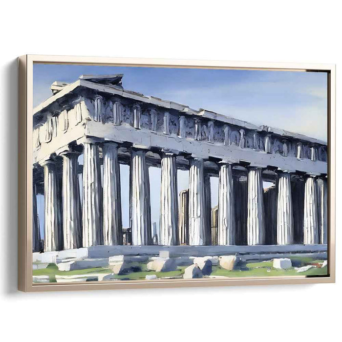 Parthenon Reflections: Realistic-Impressionist Parthenon Canvas Art Print