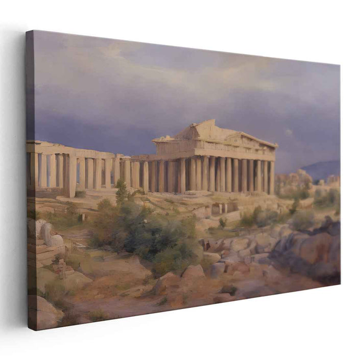 Daybreak Over Acropolis: The Parthenon at Dusk Canvas Art Print