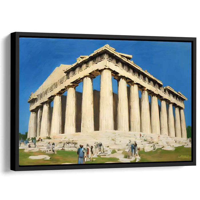 Time Traveling Architectural Remix: Classical Parthenon in Modern Times Canvas Art Print