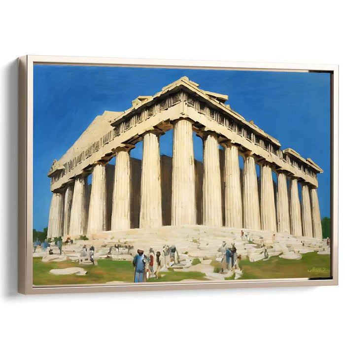 Time Traveling Architectural Remix: Classical Parthenon in Modern Times Canvas Art Print