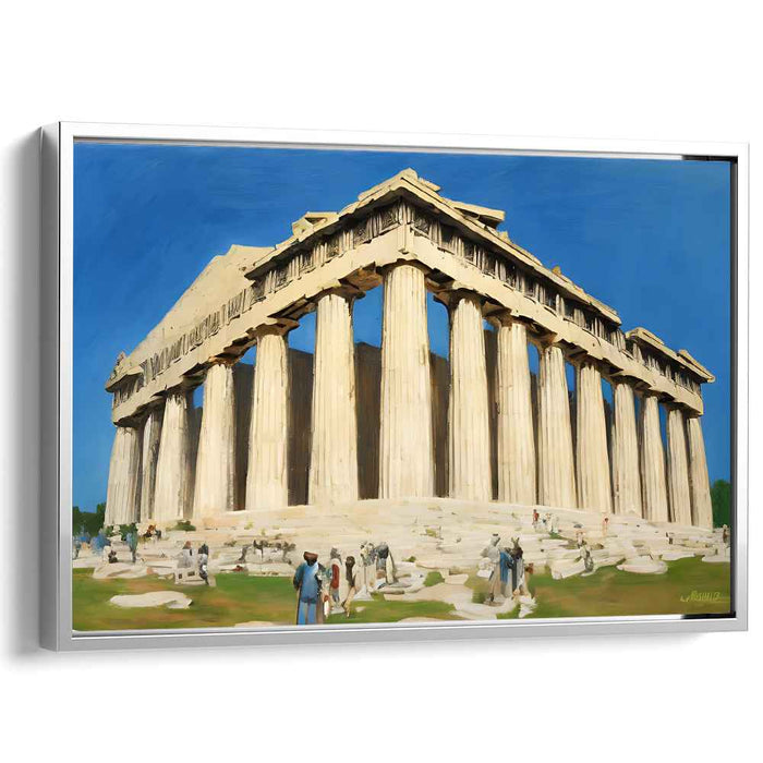 Time Traveling Architectural Remix: Classical Parthenon in Modern Times Canvas Art Print