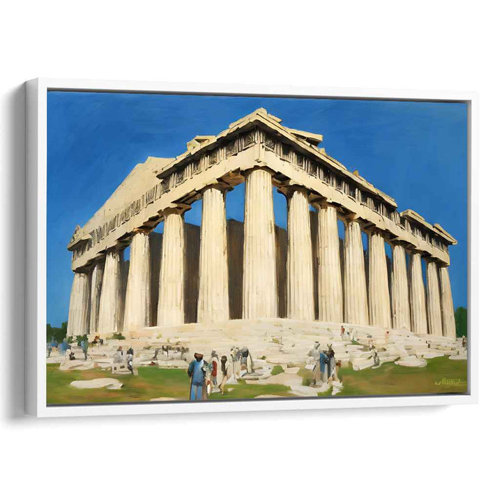 Time Traveling Architectural Remix: Classical Parthenon in Modern Times Canvas Art Print