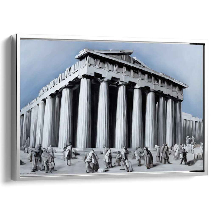 Echoes of Marble Shadows: Surrealist Vision of the Ancient Parthenon in Monochrome