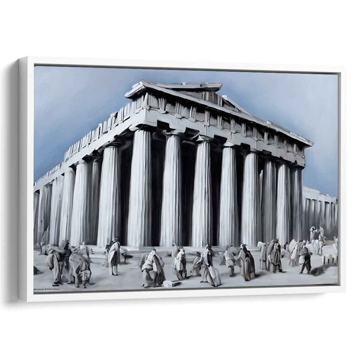 Echoes of Marble Shadows: Surrealist Vision of the Ancient Parthenon in Monochrome