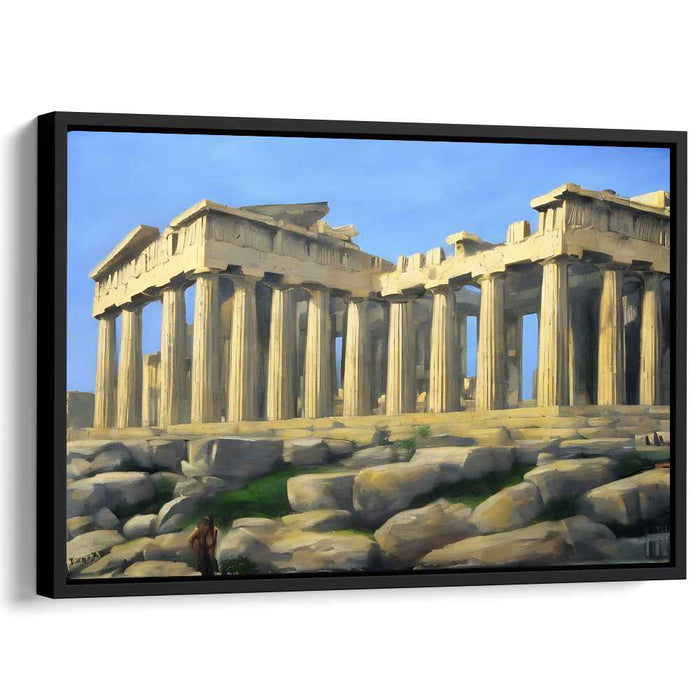 Ethereal Dawn Over Ancient Ruins: Majestic Parthenon in Morning Light Canvas Art Print
