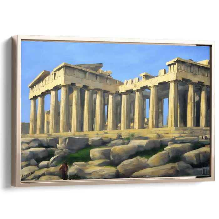 Ethereal Dawn Over Ancient Ruins: Majestic Parthenon in Morning Light Canvas Art Print