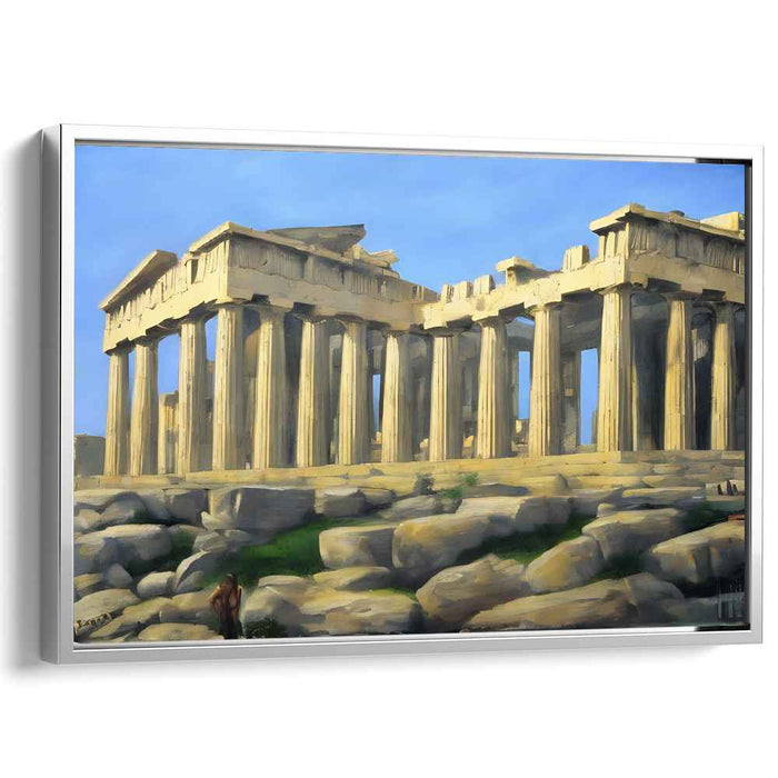 Ethereal Dawn Over Ancient Ruins: Majestic Parthenon in Morning Light Canvas Art Print