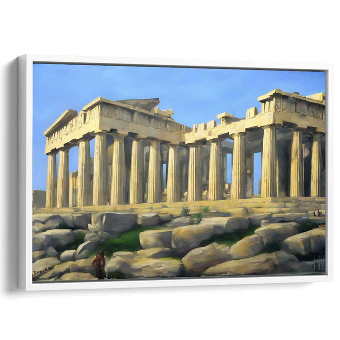 Ethereal Dawn Over Ancient Ruins: Majestic Parthenon in Morning Light Canvas Art Print