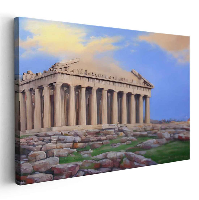 Eternal Dawn Structure: The Parthenon at Dawn Canvas Art Print