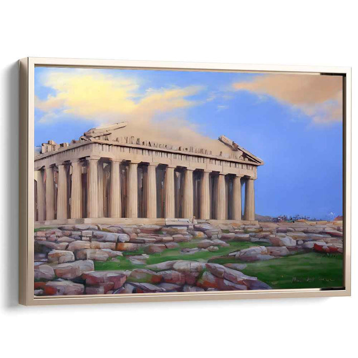 Eternal Dawn Structure: The Parthenon at Dawn Canvas Art Print