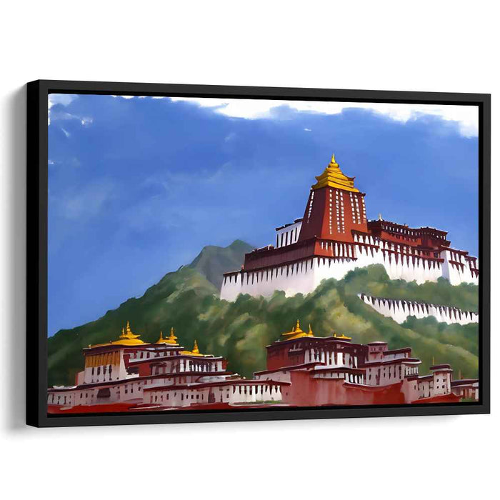 Ethereal Summit Sanctuary: Tibetan Monastery in the Clouds Canvas Art Print