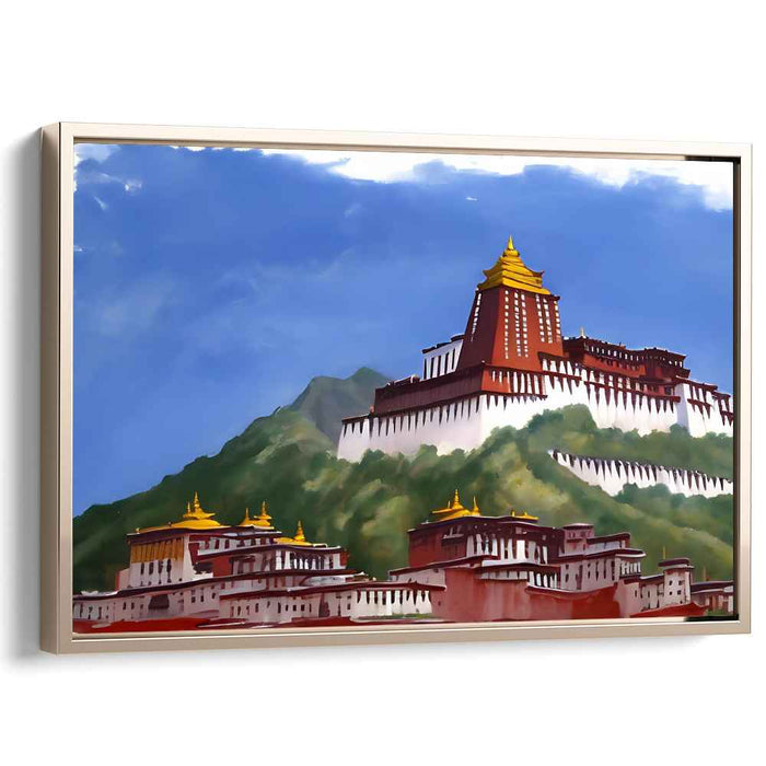 Ethereal Summit Sanctuary: Tibetan Monastery in the Clouds Canvas Art Print