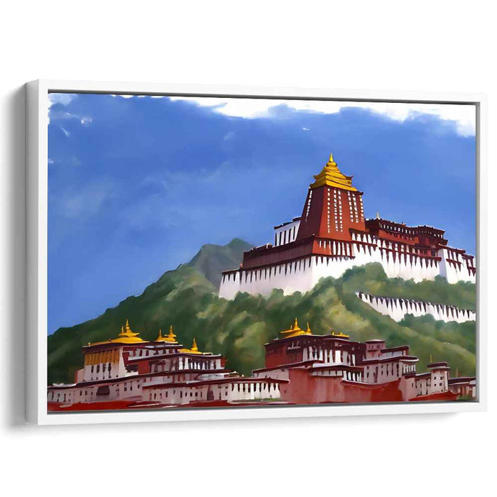 Ethereal Summit Sanctuary: Tibetan Monastery in the Clouds Canvas Art Print