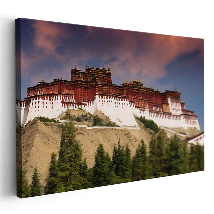 Monastery Masterpiece: A Tibetan Architectural Marvel Canvas Art Print