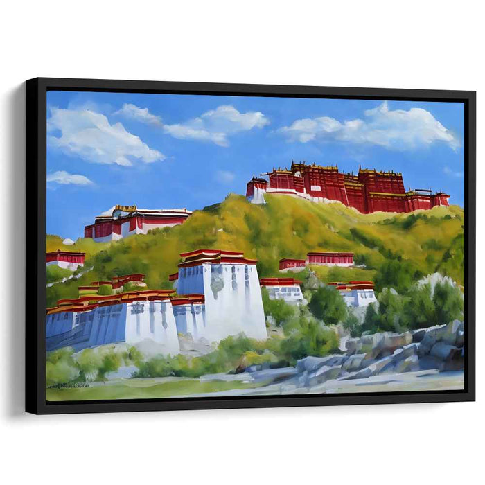 Regal Heights: Potala Palace in Vibrant Landscape Canvas Art
