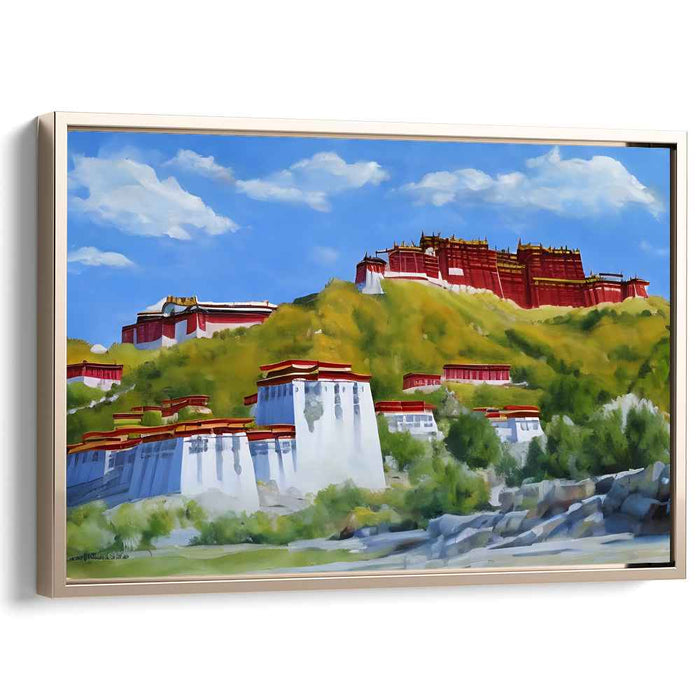 Regal Heights: Potala Palace in Vibrant Landscape Canvas Art