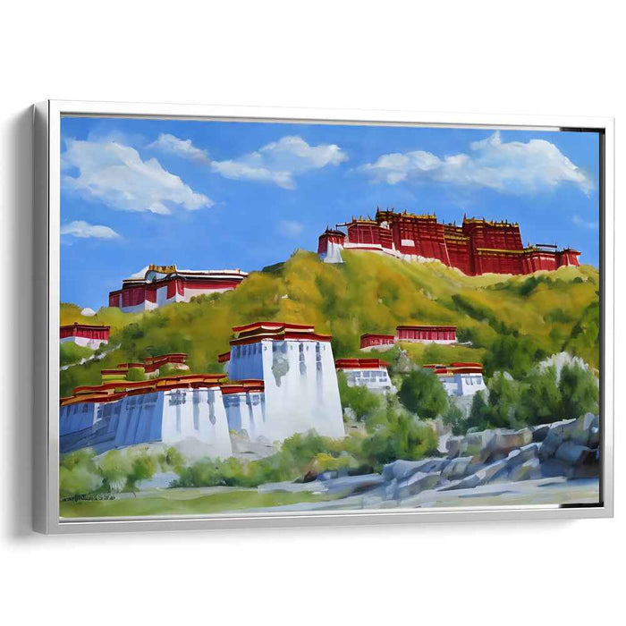 Regal Heights: Potala Palace in Vibrant Landscape Canvas Art