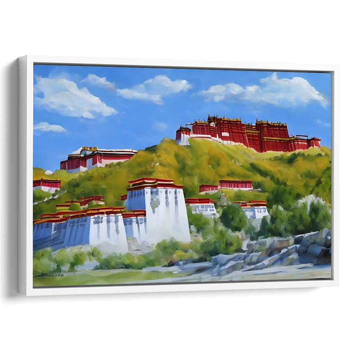 Regal Heights: Potala Palace in Vibrant Landscape Canvas Art
