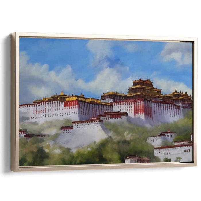 Wisdom's Abode: Majestic Potala Palace Amidst Himalayan Clouds Canvas Art